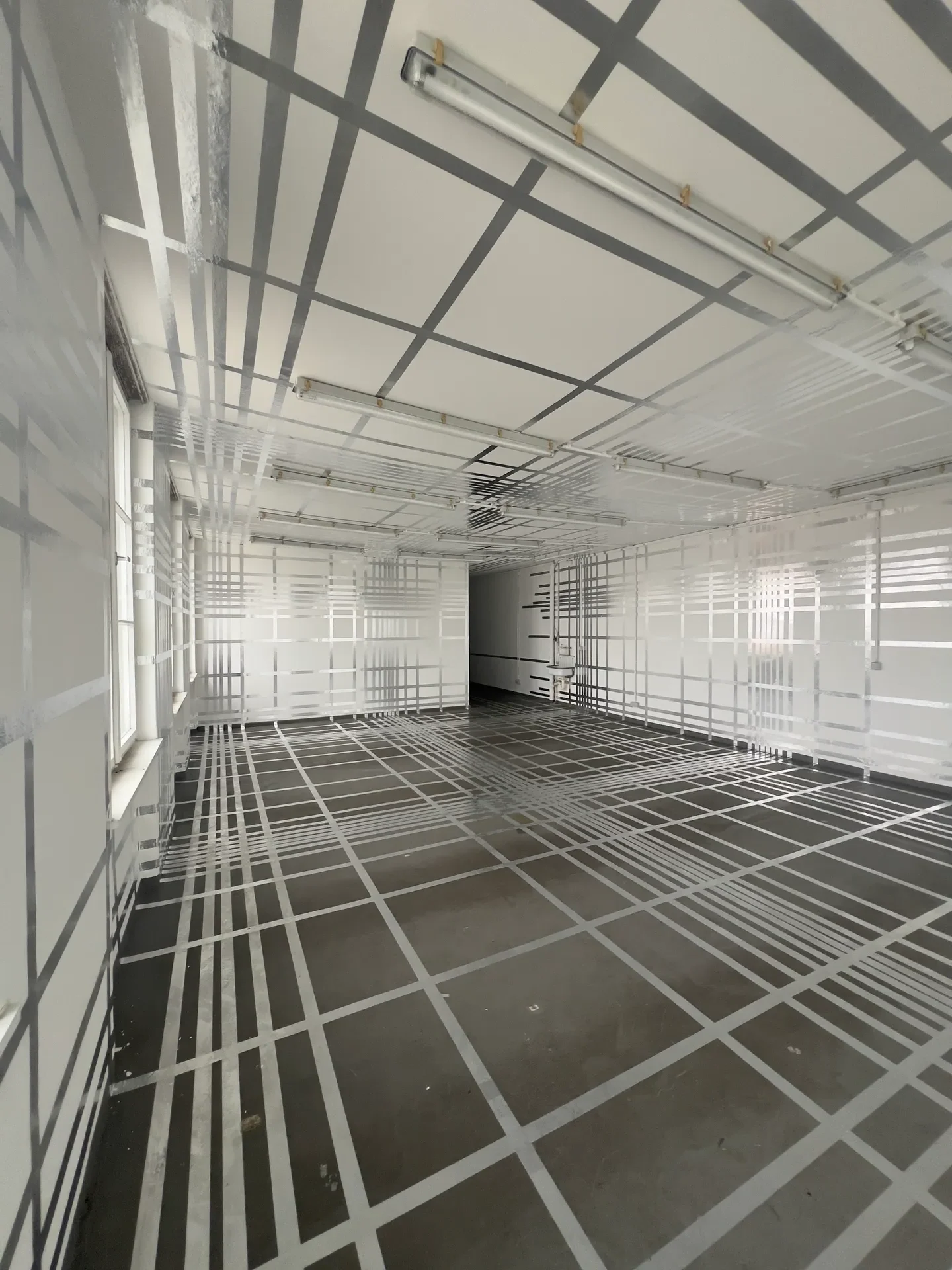 Tape Tesseract — geometric tape art canvas series